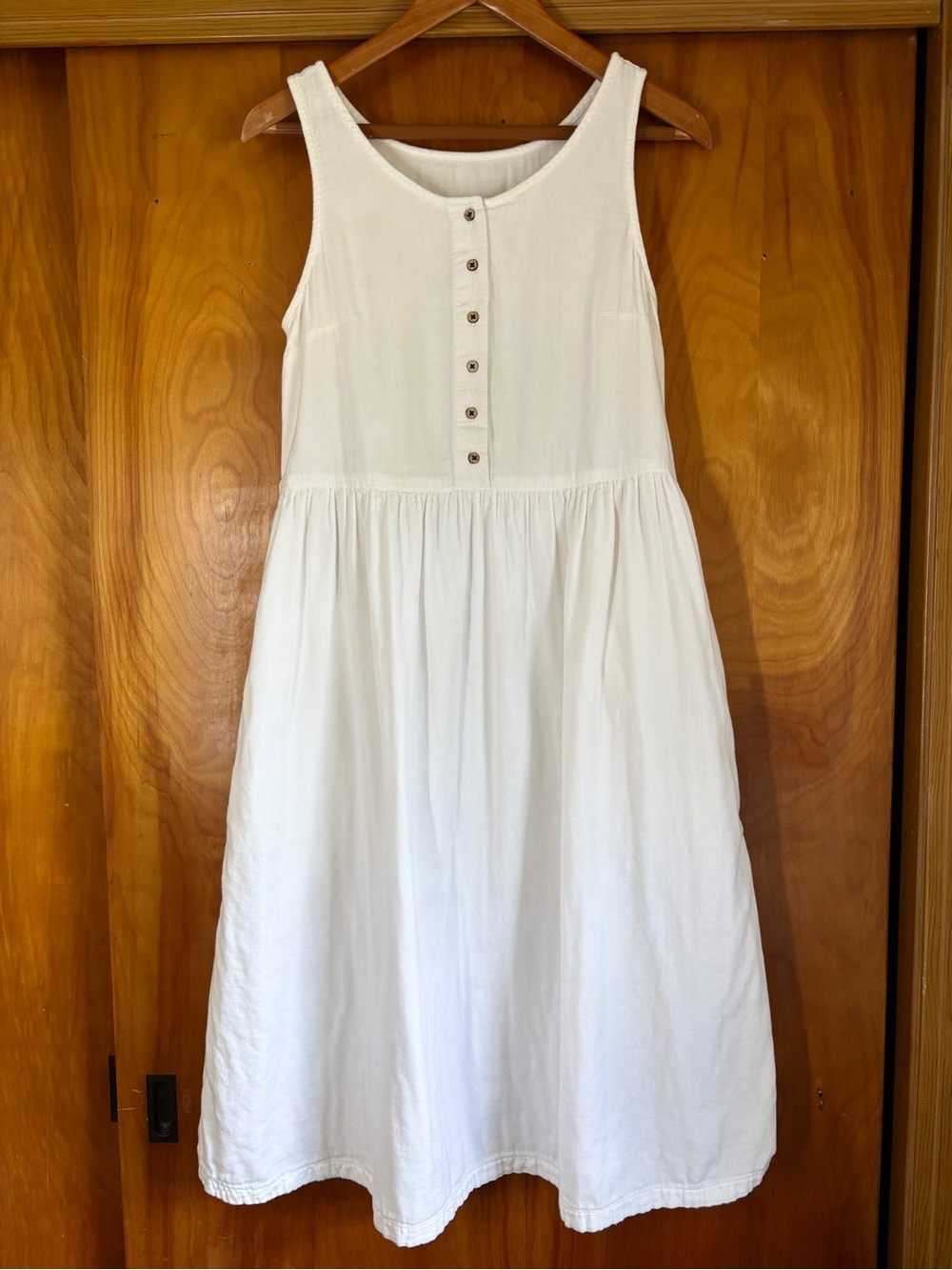 Wares Olli Ella Organic Cotton White Midi Dress S Minimalist Cottagecore Pockets